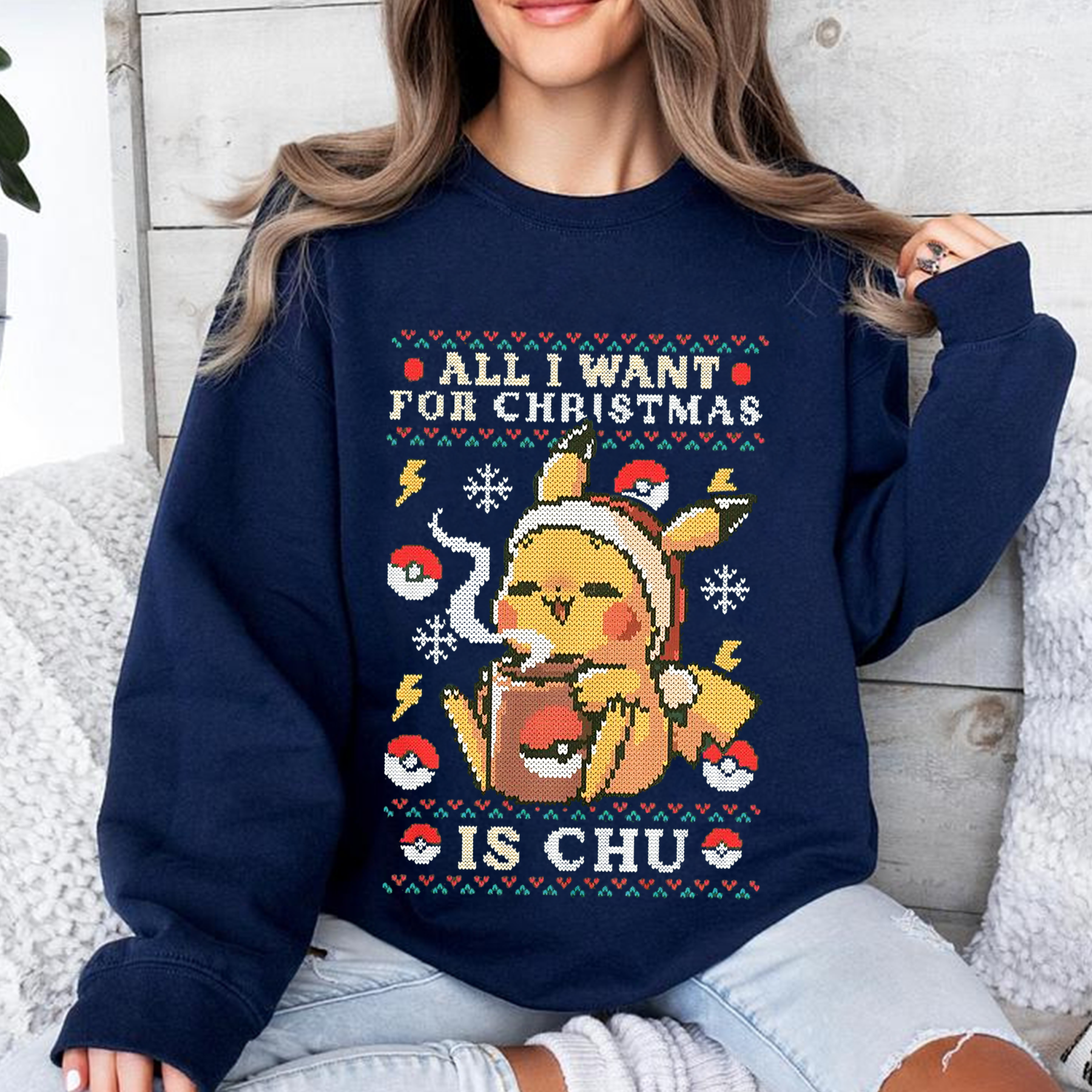Gamer Kawaii Ugly Christmas,All I want for Christmas is Chu- Eat Sleep Unisex T-shirt/Crewneck/Hoodie