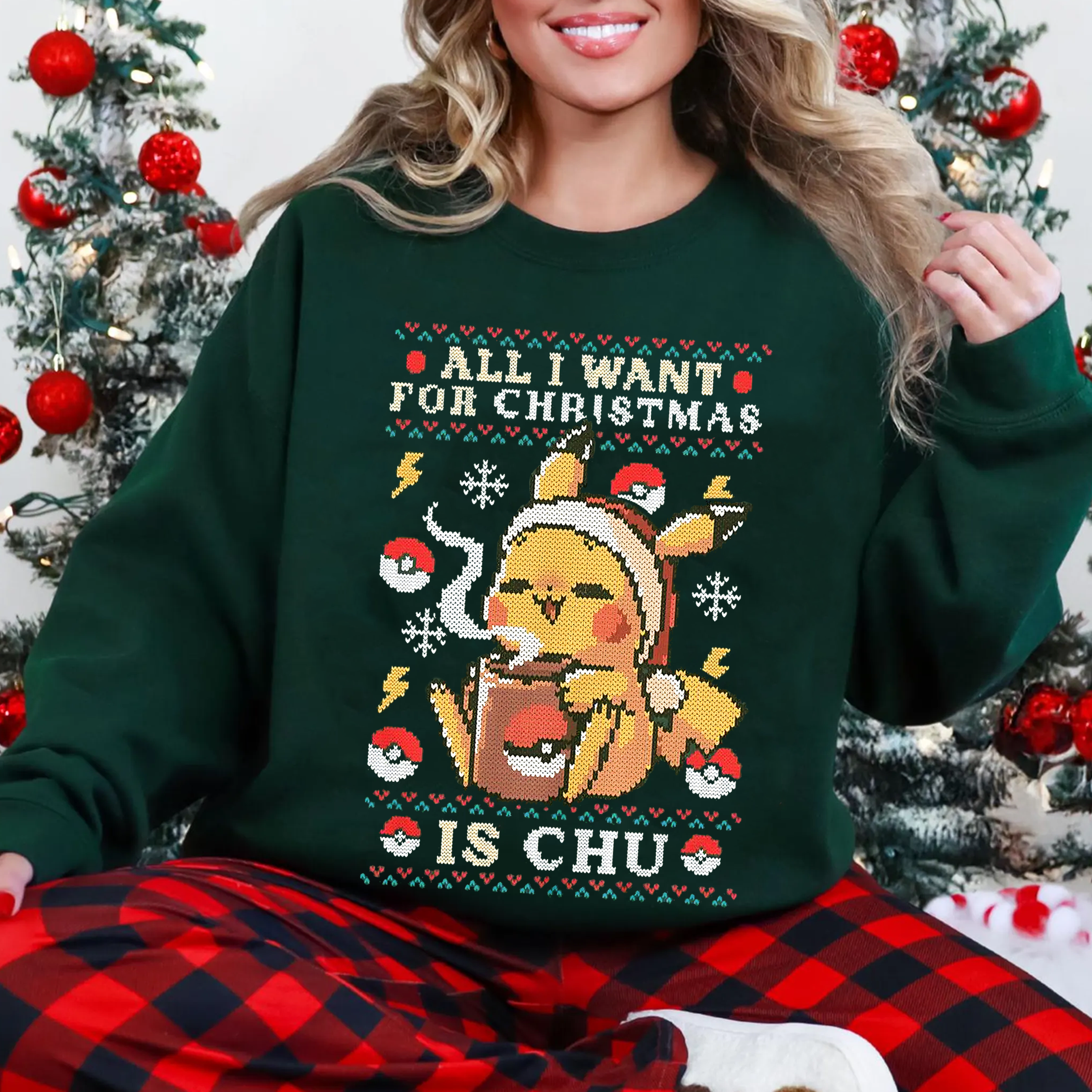 Gamer Kawaii Ugly Christmas,All I want for Christmas is Chu- Eat Sleep Unisex T-shirt/Crewneck/Hoodie