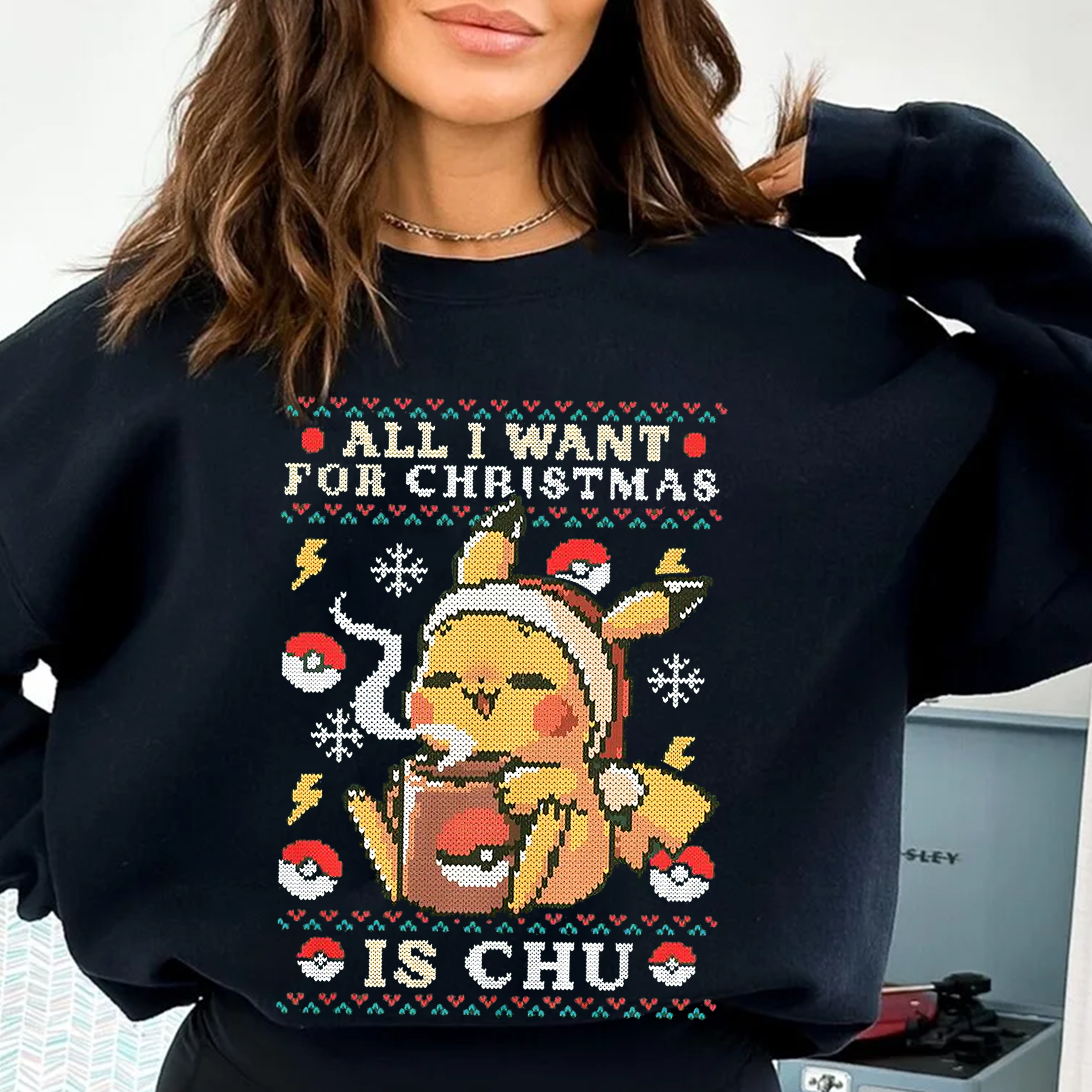 Gamer Kawaii Ugly Christmas,All I want for Christmas is Chu- Eat Sleep Unisex T-shirt/Crewneck/Hoodie