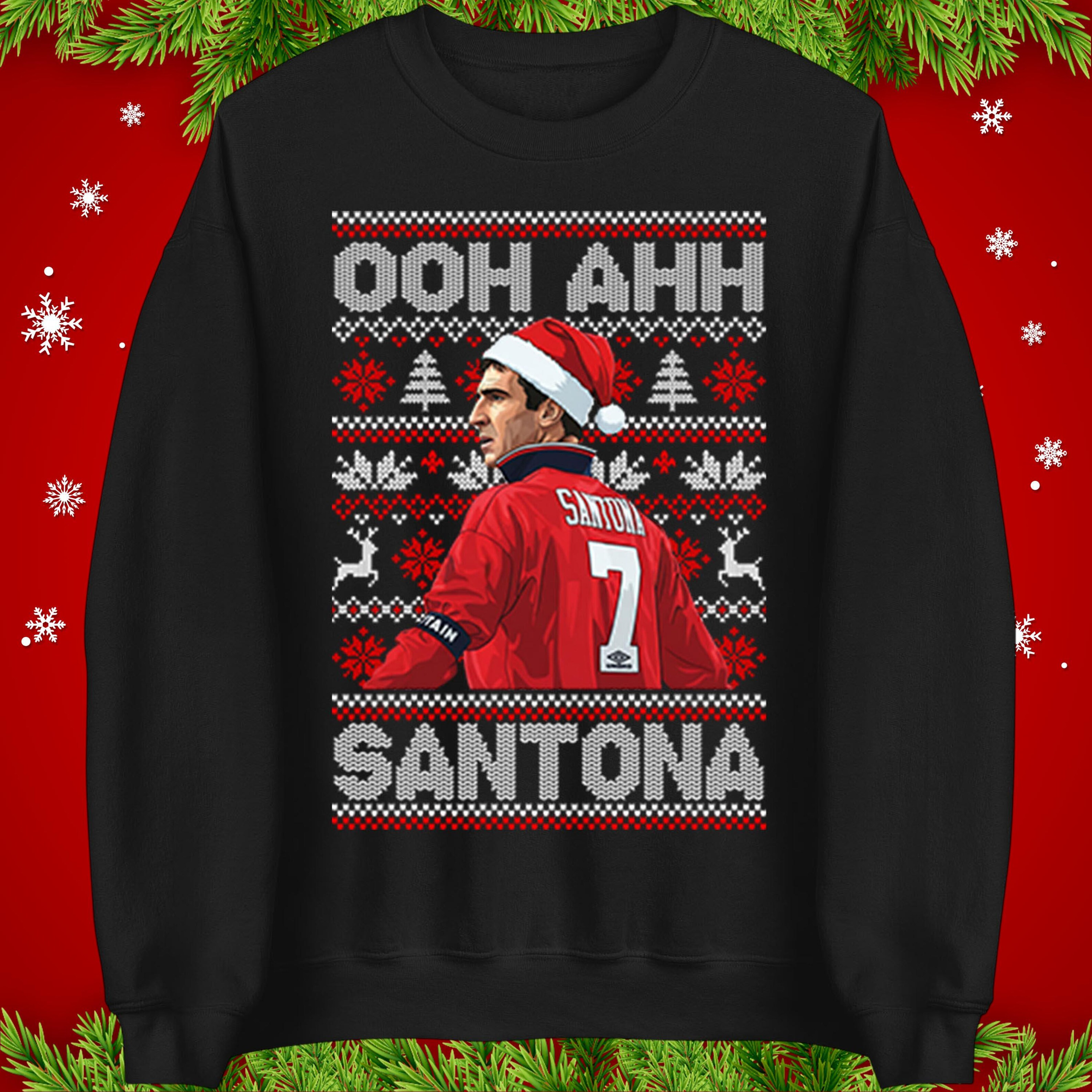 Cantona Christmas Jumper Ooh Ahh Santona, Funny Football Xmas Unisex T-shirt/Crewneck/Hoodie