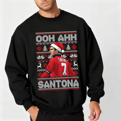 Cantona Christmas Jumper Ooh Ahh Santona, Funny Football Xmas Unisex T-shirt/Crewneck/Hoodie