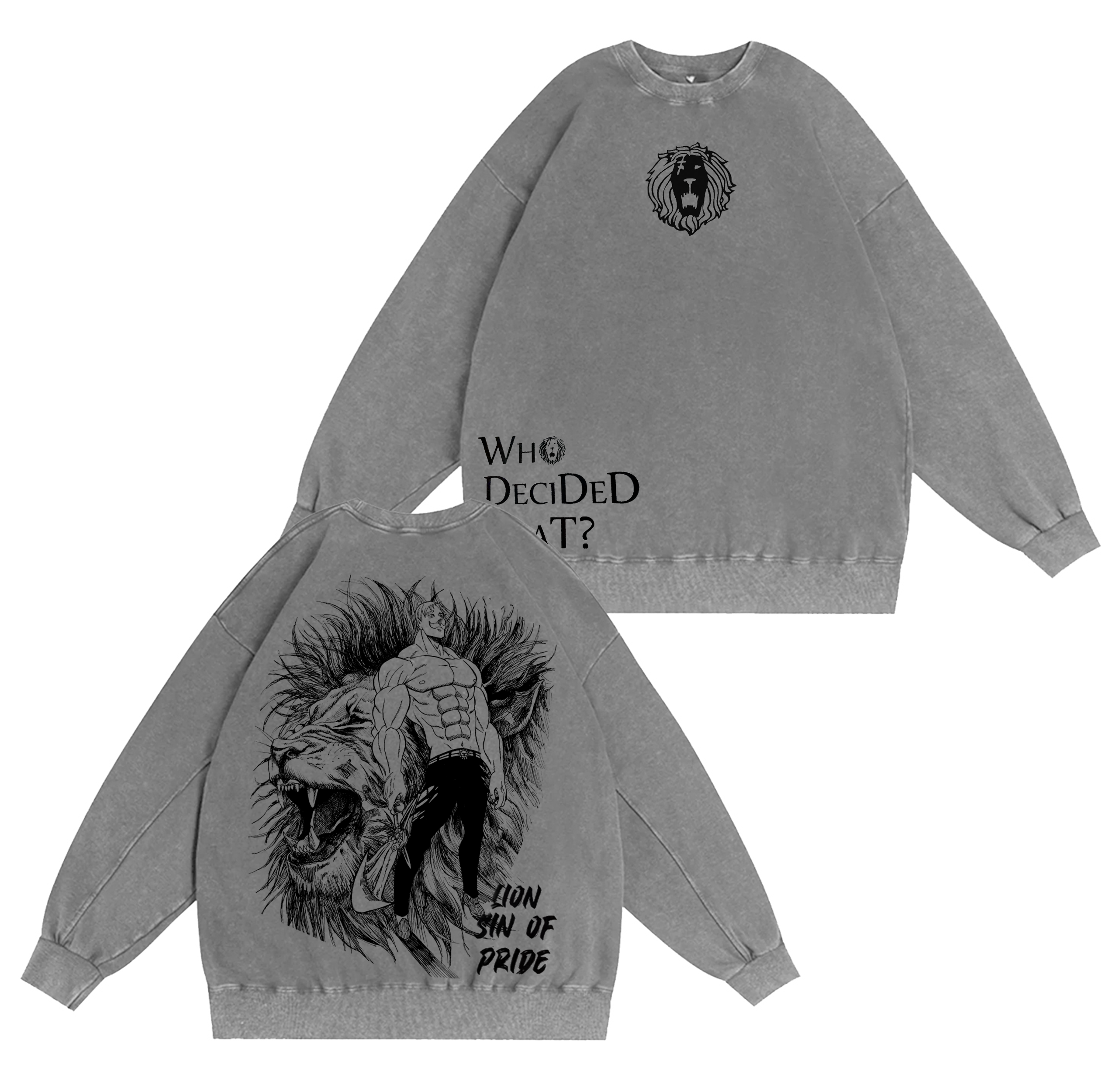 "Who decided that? "Escanor Seven Anime Oversized T-shirt/Crewneck/Hoodie