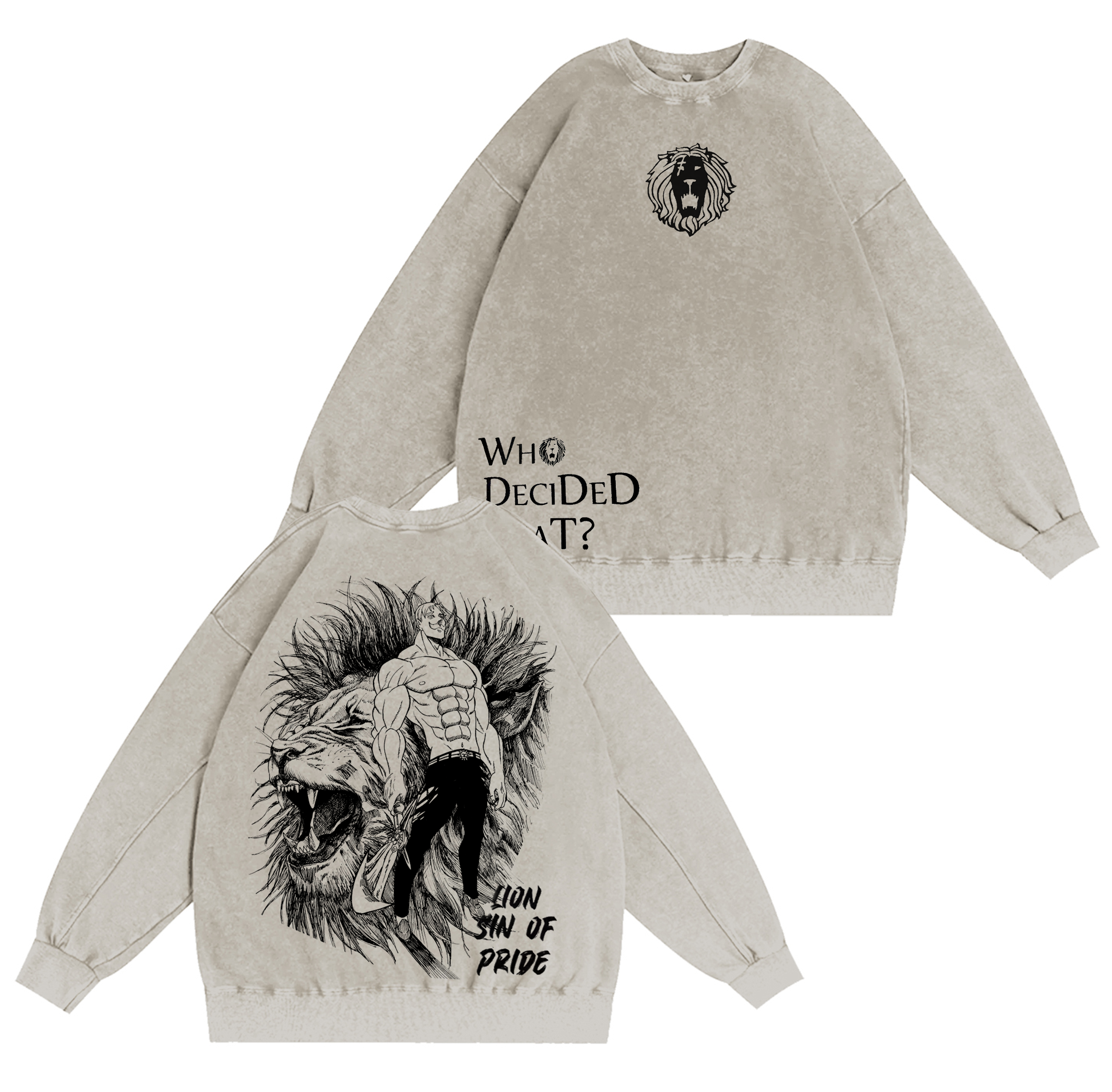 "Who decided that? "Escanor Seven Anime Oversized T-shirt/Crewneck/Hoodie