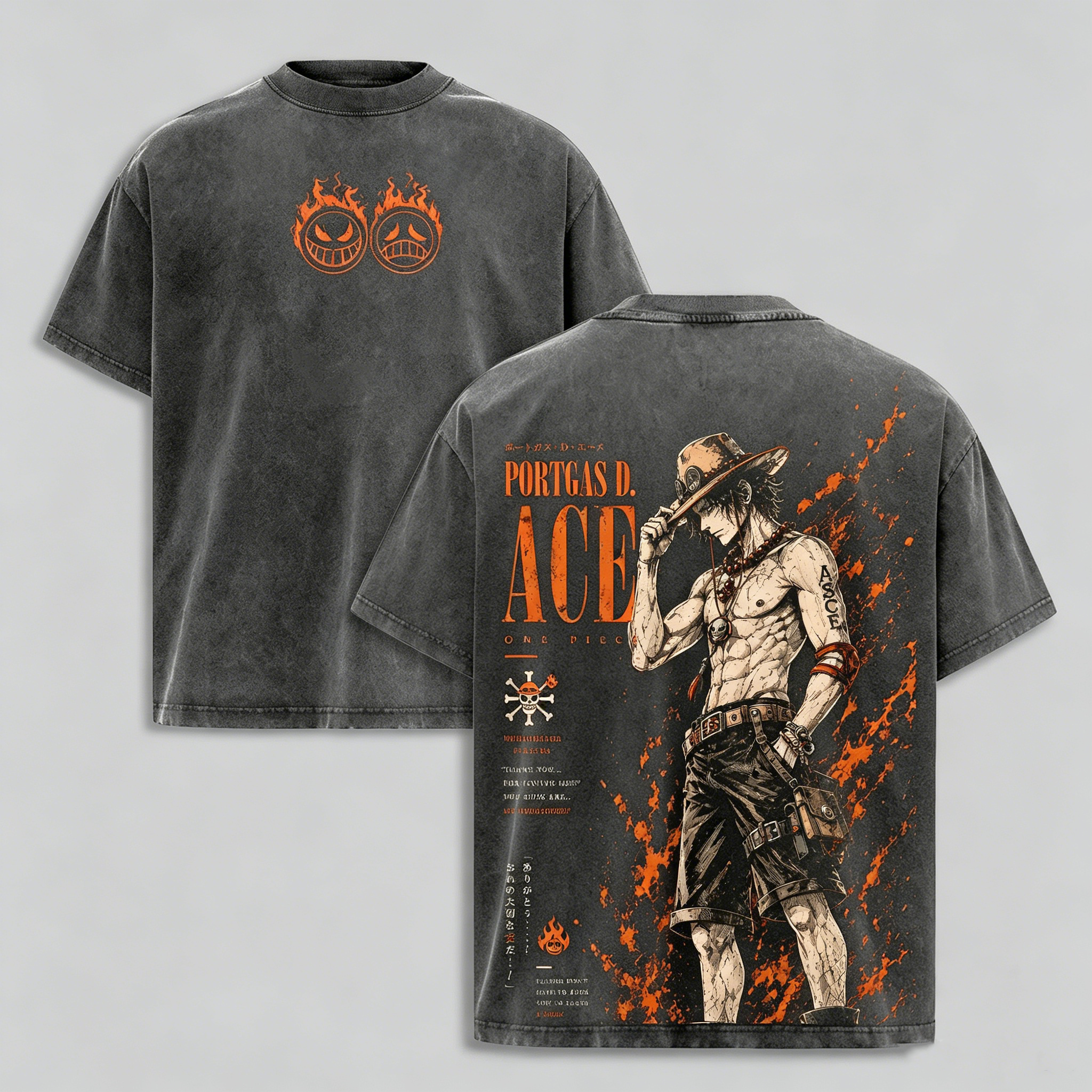 Portgas D. Ace Vintage  inspired Graphic Unisex Washed T-Shirt