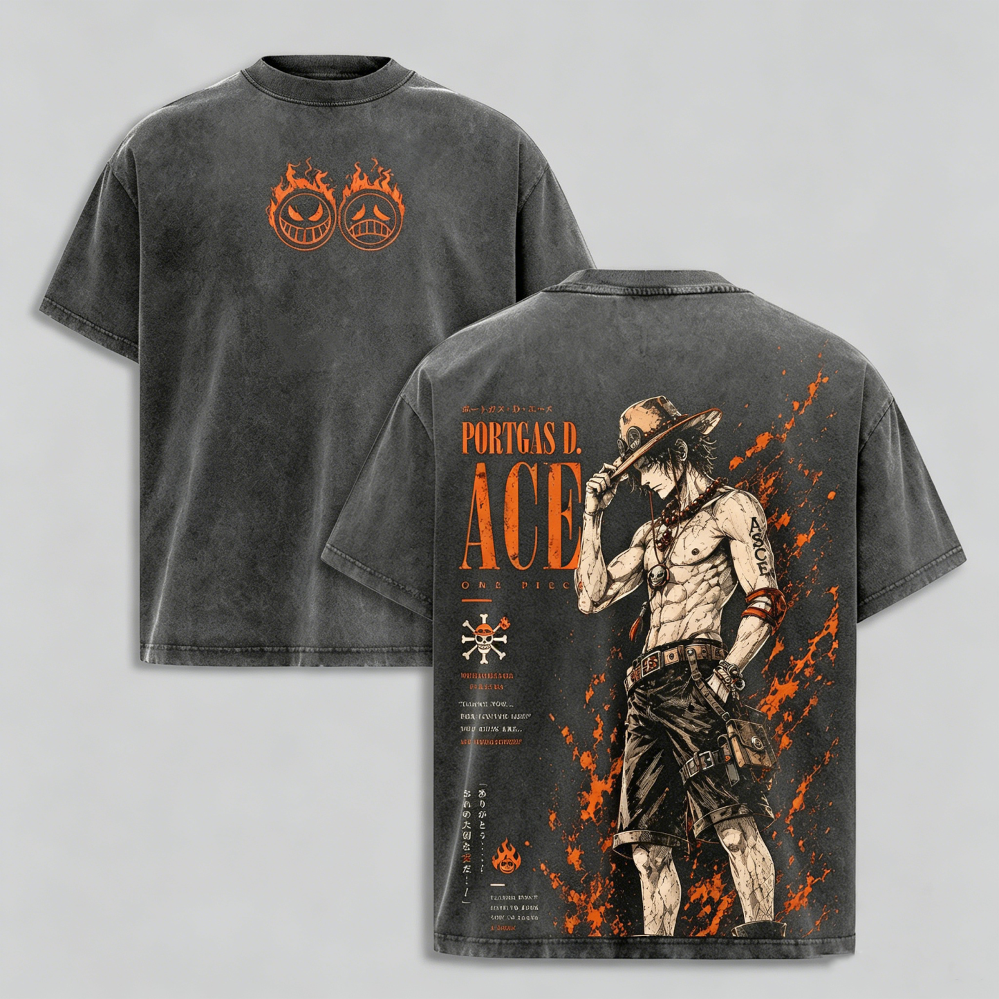 Portgas D. Ace Vintage  inspired Graphic Unisex Washed T-Shirt