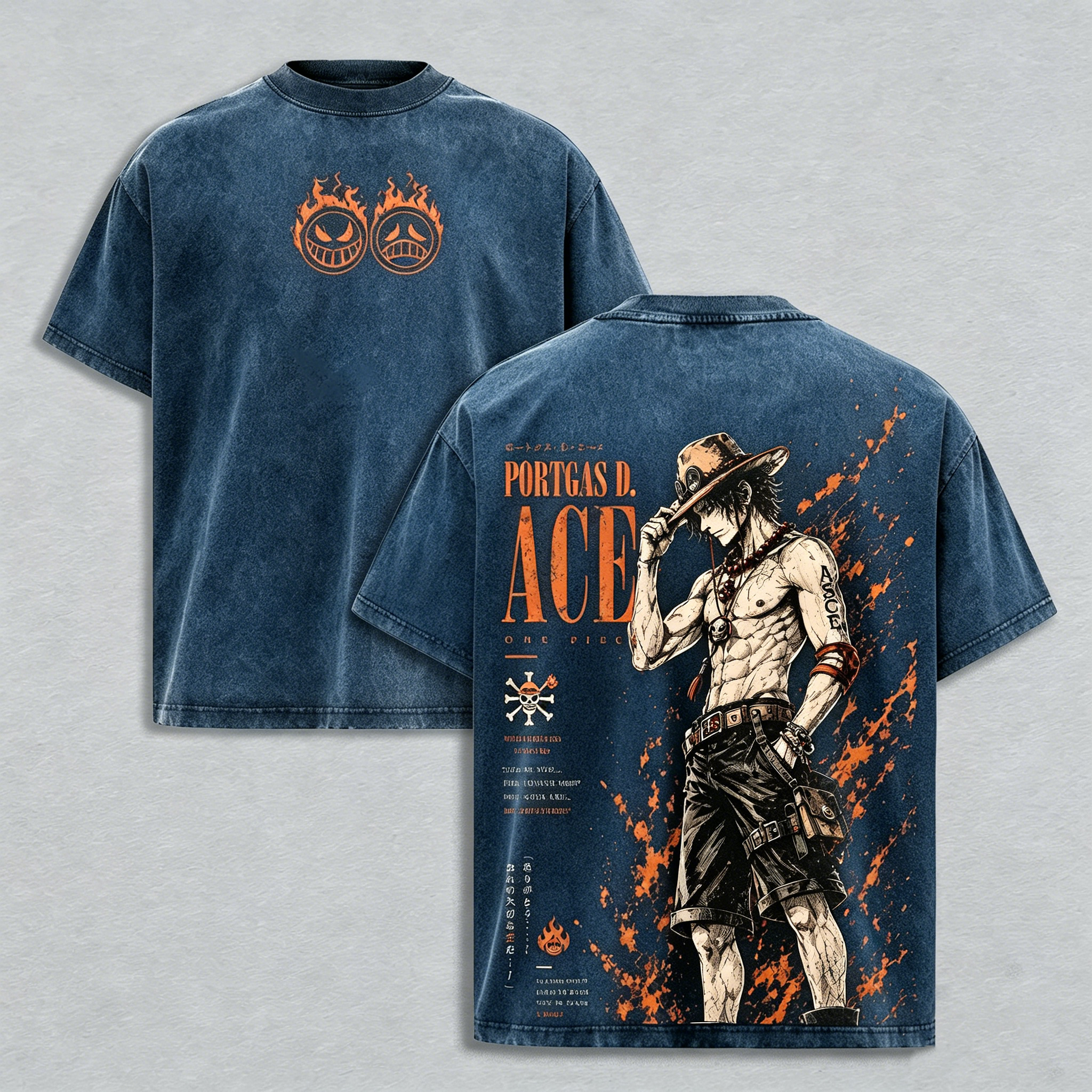 Portgas D. Ace Vintage  inspired Graphic Unisex Washed T-Shirt