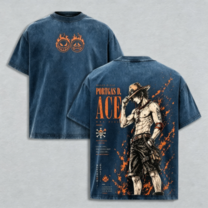 Portgas D. Ace Vintage  inspired Graphic Unisex Washed T-Shirt