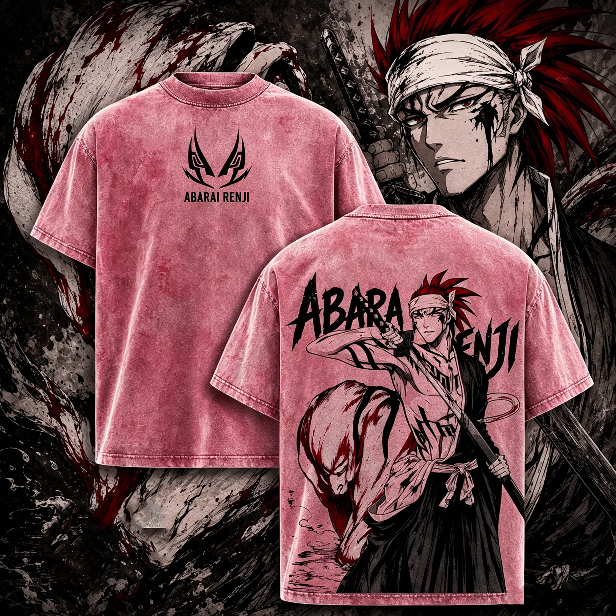 Renji Abarai, Bleach Anime Unisex Washed T-Shirt