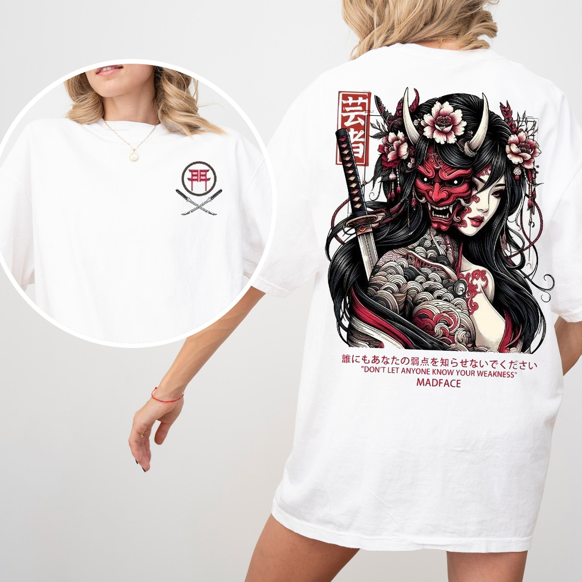 Half-Faced Skull Geisha Japanese Culture Oversize Unisex Shirts/Crewneck/Hoodie