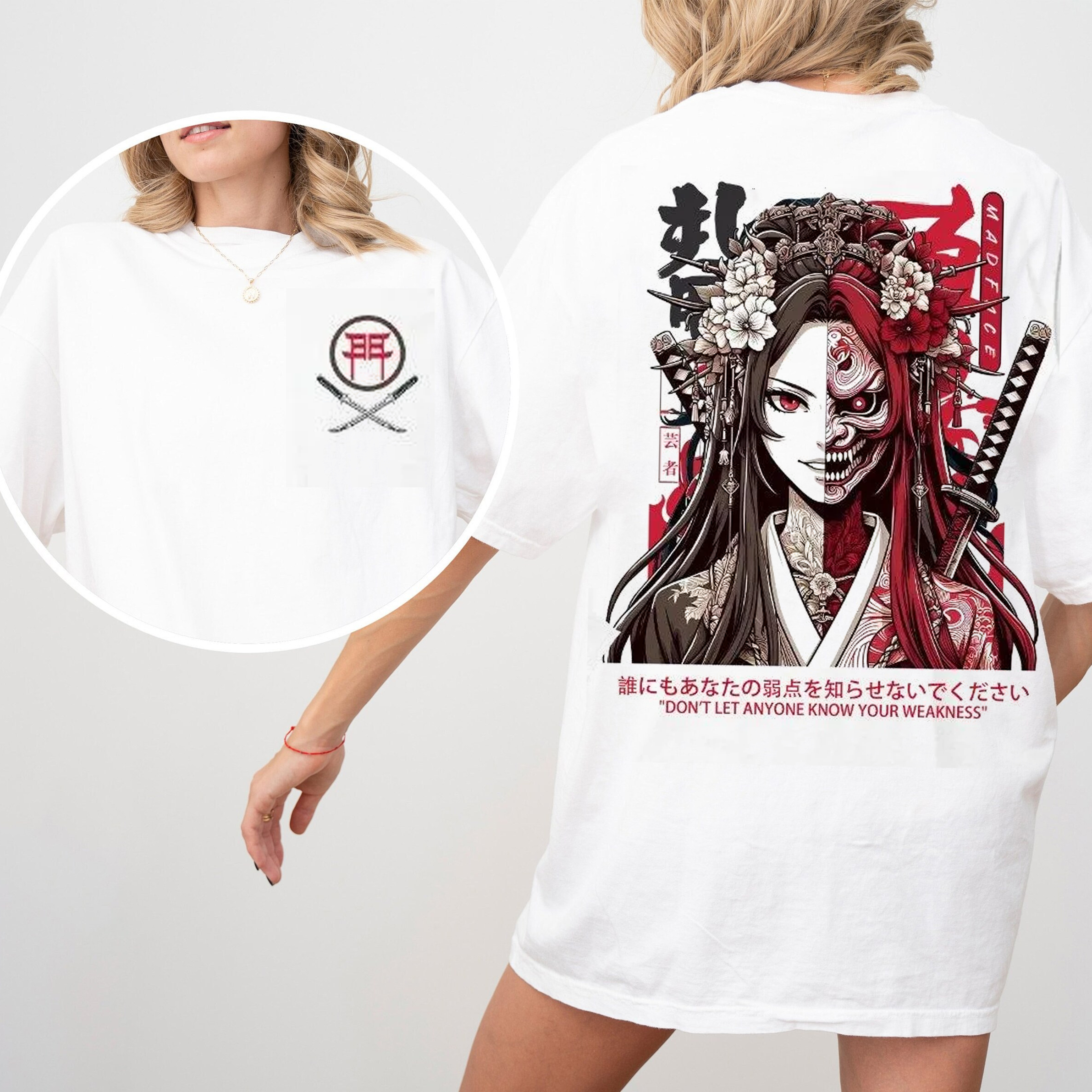 Half-Faced Skull Geisha Japanese Culture Oversize Unisex Shirts/Crewneck/Hoodie