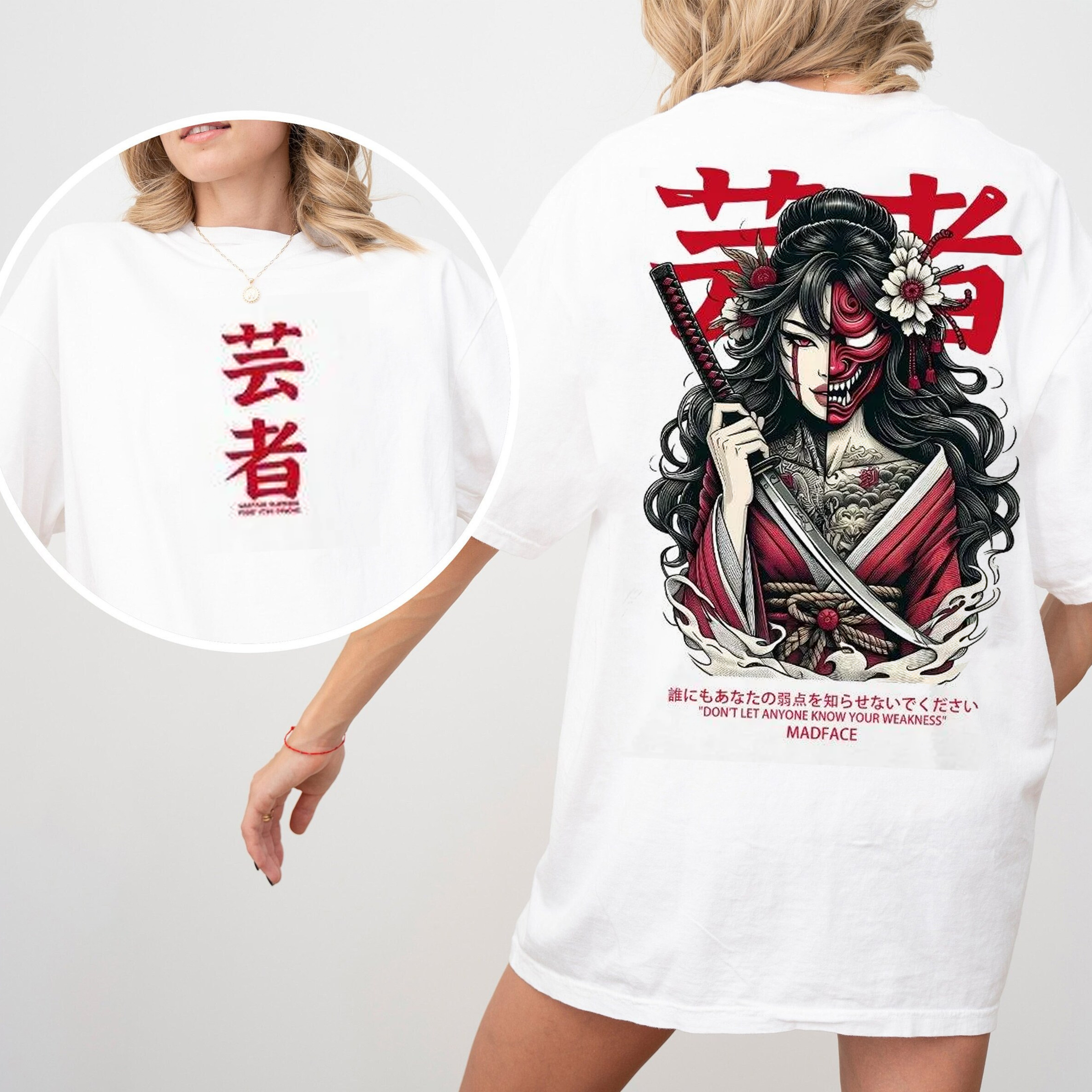 Half-Faced Skull Geisha Japanese Culture Oversize Unisex Shirts/Crewneck/Hoodie