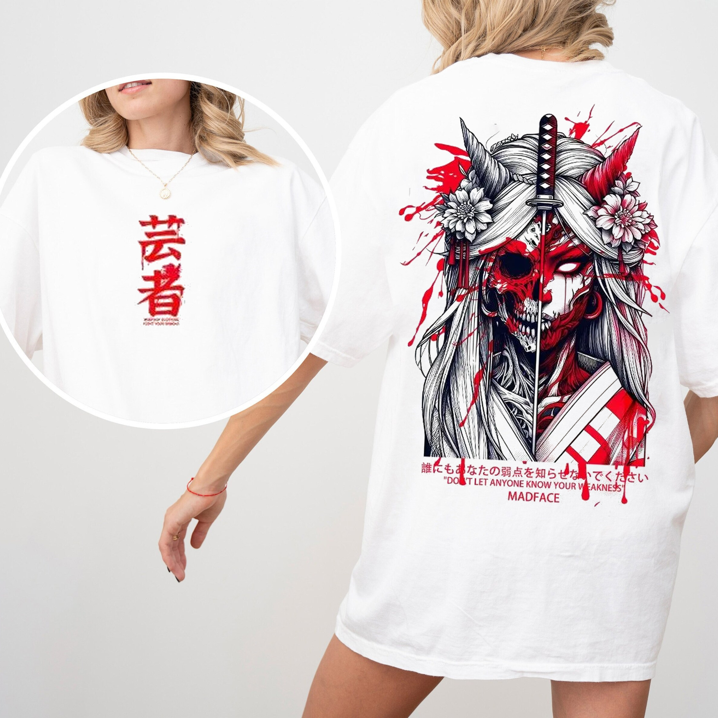 Half-Faced Skull Geisha Japanese Culture Oversize Unisex Shirts/Crewneck/Hoodie