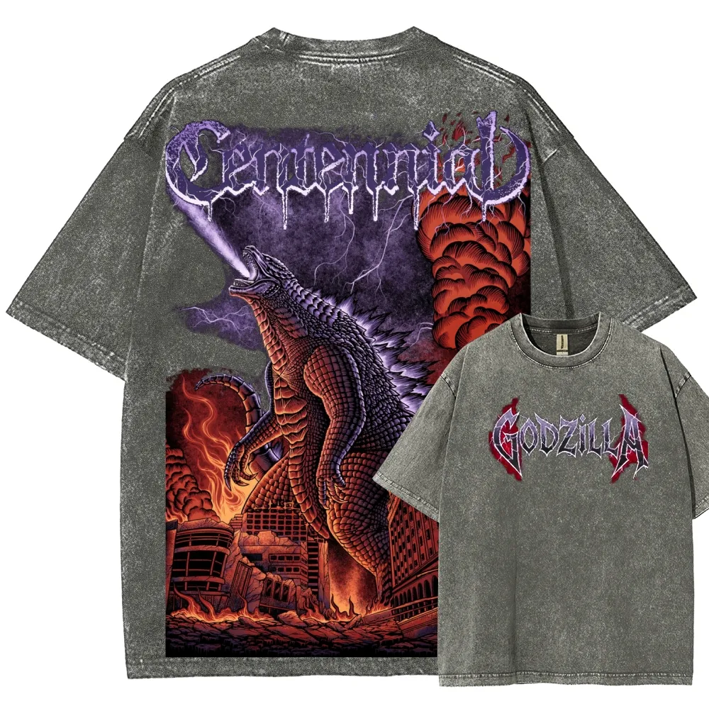 Godzilla  inspired Graphic Unisex Washed T-Shirt