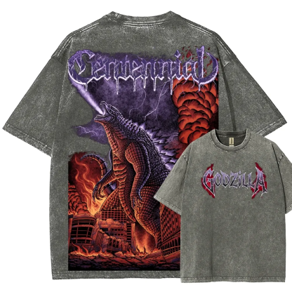 Godzilla  inspired Graphic Unisex Washed T-Shirt