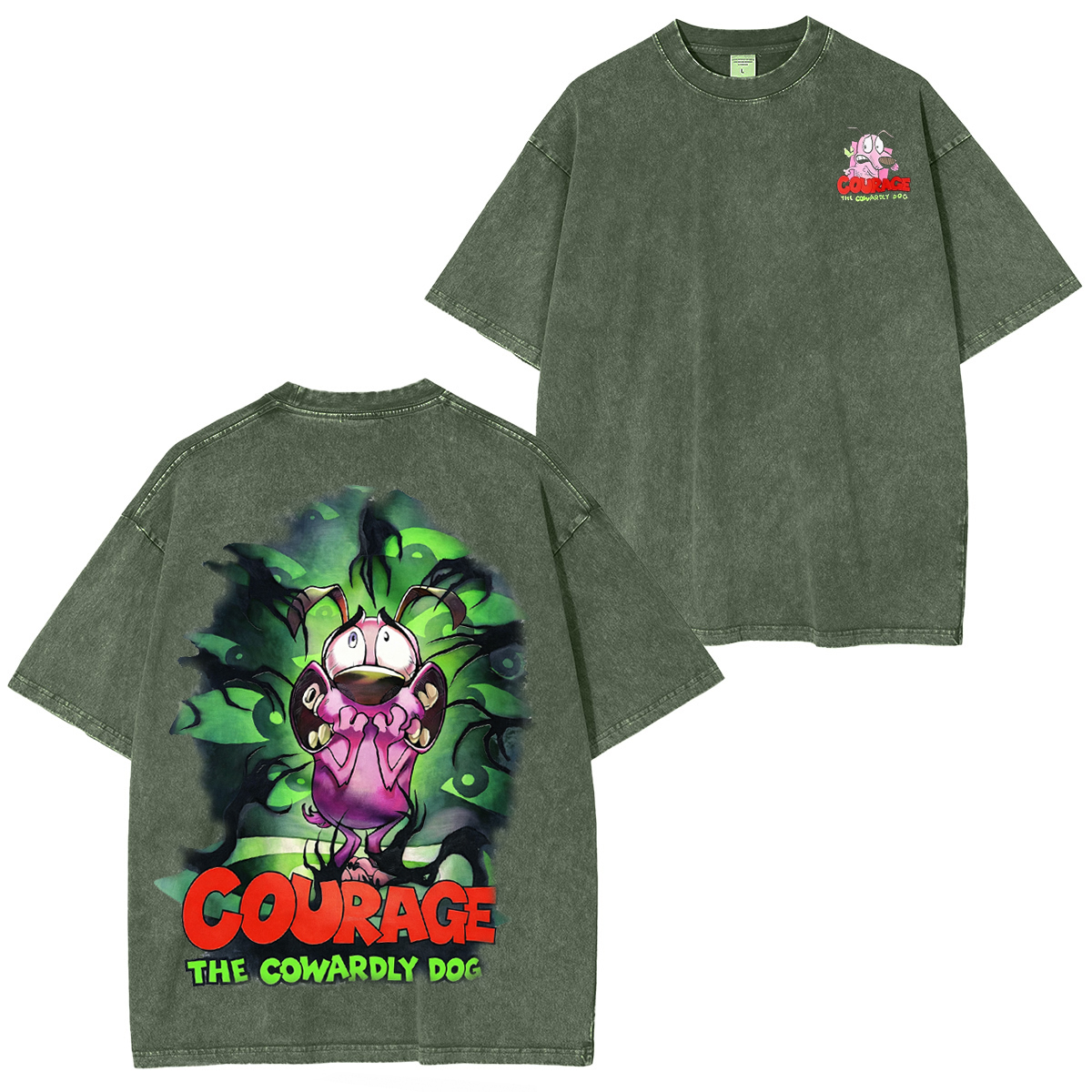 Courage may be scared, but his heart’s always in the right place."Couragethecowardlydog Oversized Washing Tee