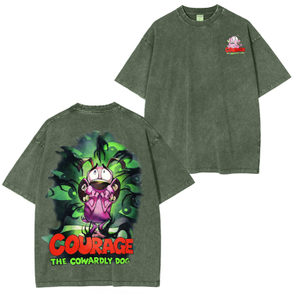 Courage may be scared, but his heart’s always in the right place."Couragethecowardlydog Oversized Washing Tee