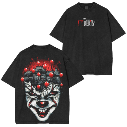 It Welcome To Derry The Curse Begins Pennywise Awakes Unisex Washed T-shirt/Crewneck/Hoodie