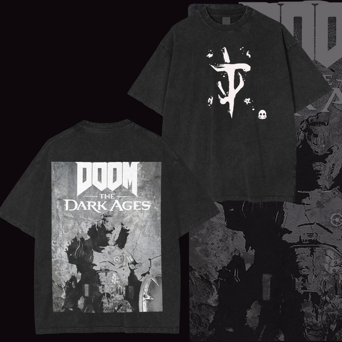 Doom The Dark Ages Printed Unisex Washed T-Shirt