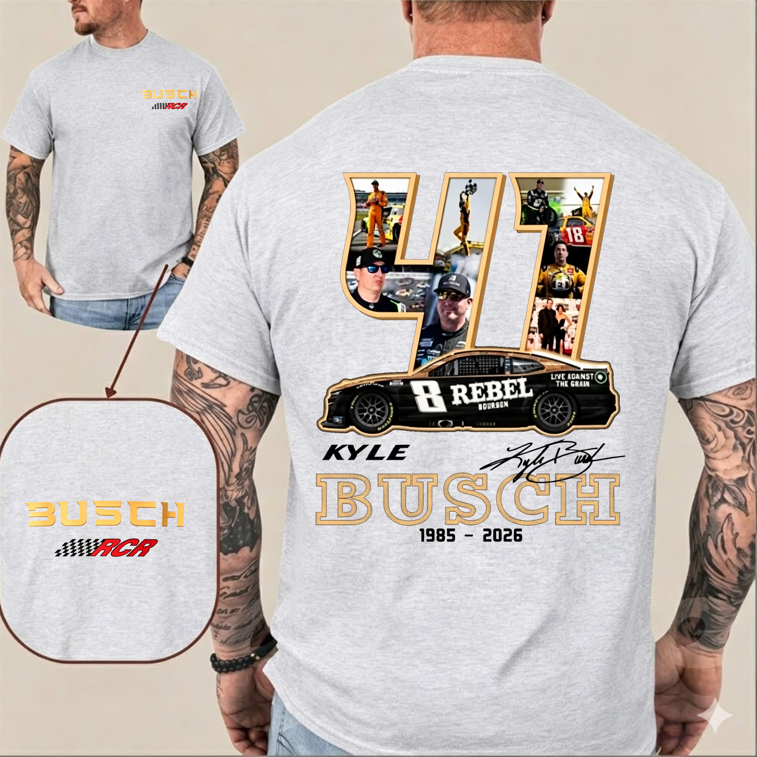 RIP Kyle Busch Rowdy Nascar Legend Memorial  Unisex Shirts/Crewneck/Hoodie