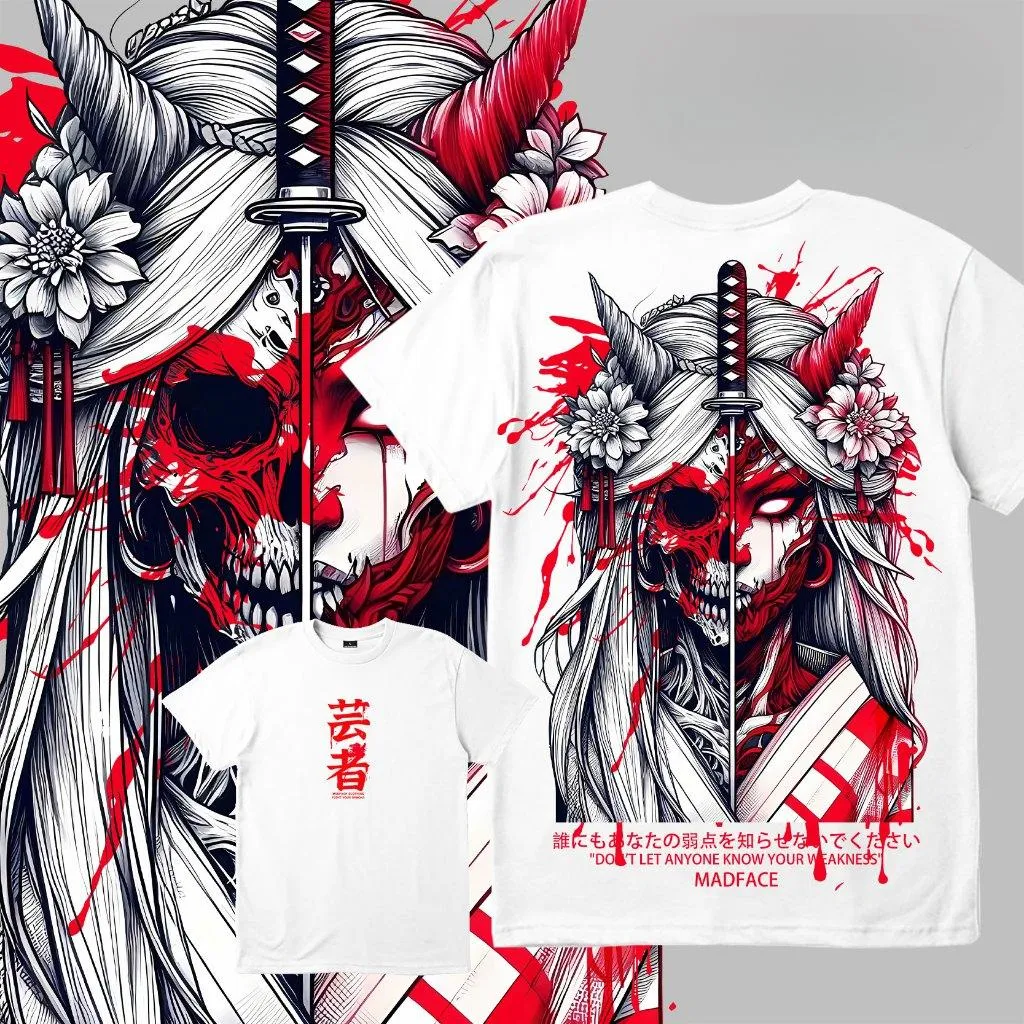 Half-Faced Skull Geisha Japanese Culture Oversize Unisex Shirts/Crewneck/Hoodie
