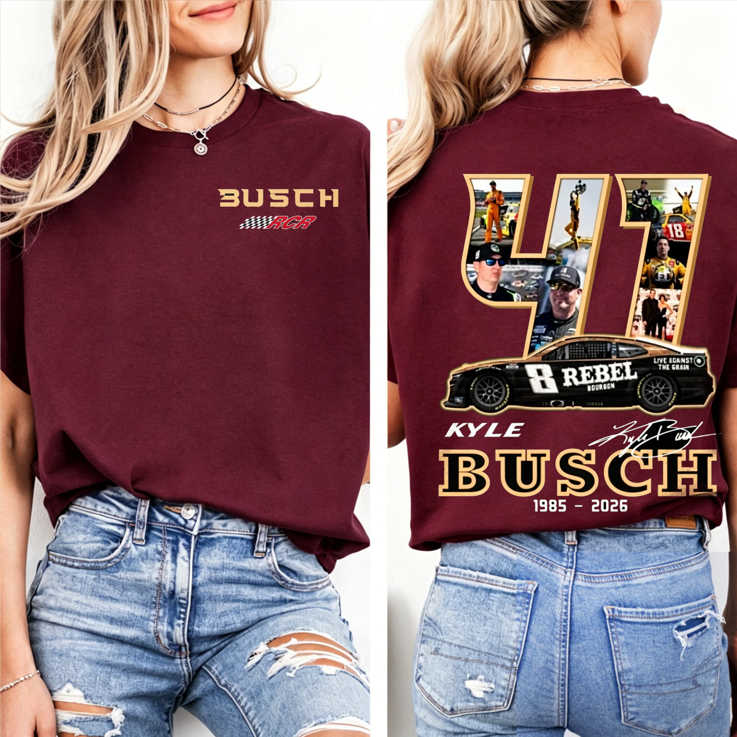 RIP Kyle Busch Rowdy Nascar Legend Memorial  Unisex Shirts/Crewneck/Hoodie