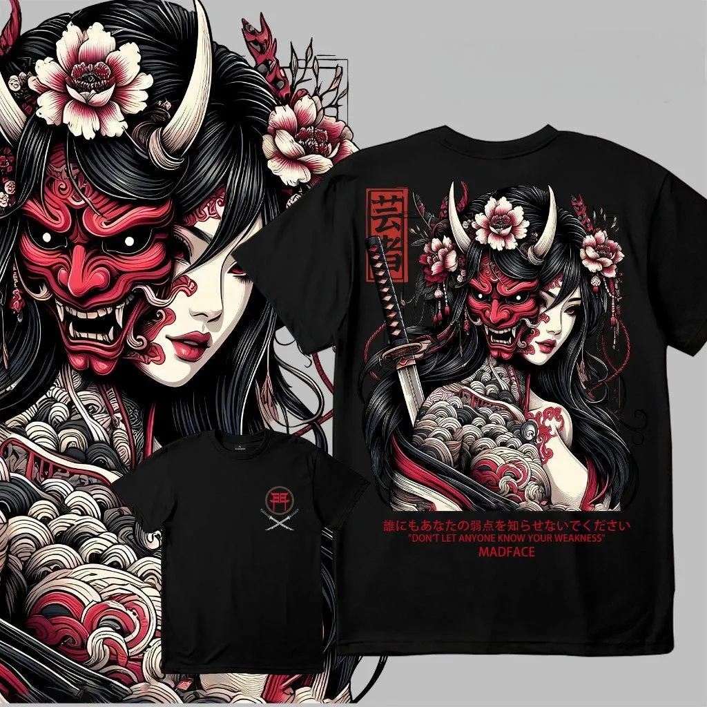 Half-Faced Skull Geisha Japanese Culture Oversize Unisex Shirts/Crewneck/Hoodie