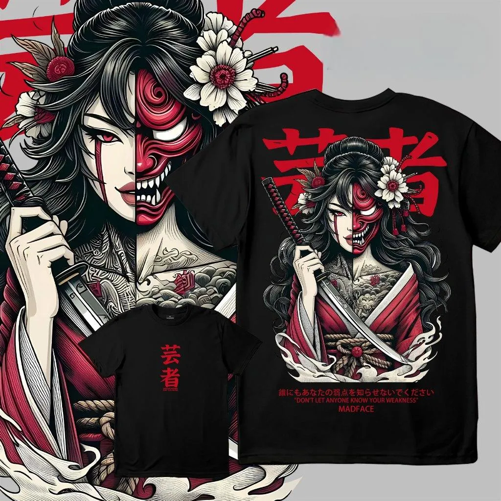 Half-Faced Skull Geisha Japanese Culture Oversize Unisex Shirts/Crewneck/Hoodie