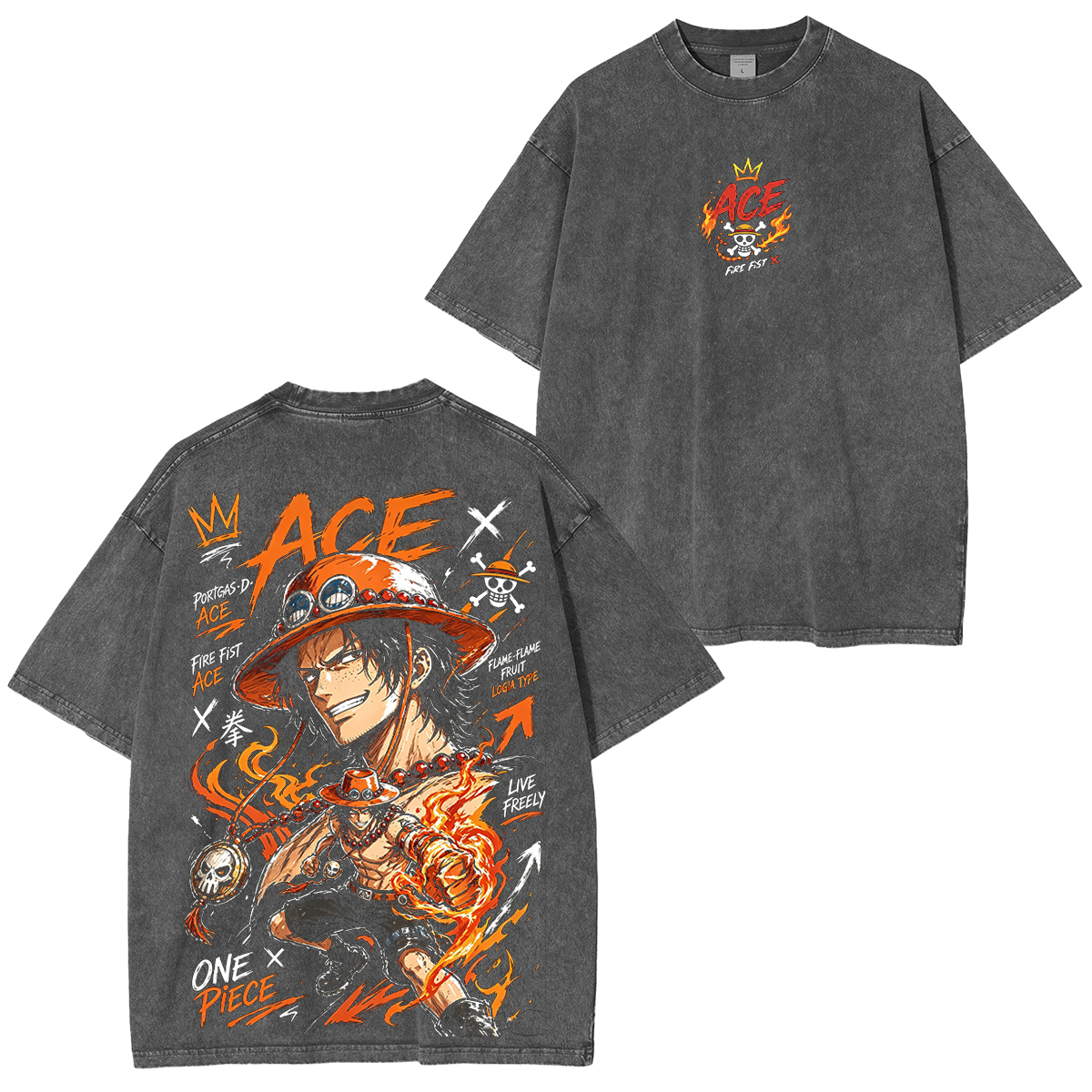 Portgas Ace Unisex Washed T-Shirt