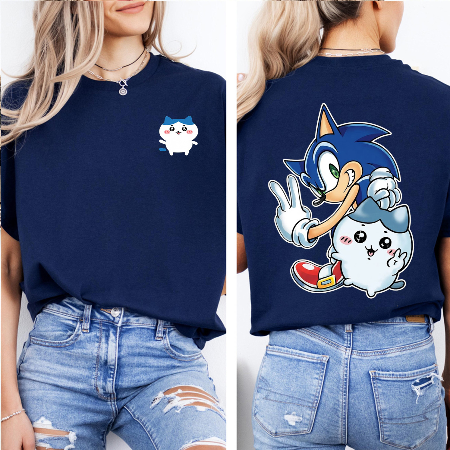 Camisetas Sonic X ChiiKawa  Unisex Cotton T-Shirt