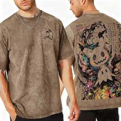 Pokemon Anatomy Book Mimikyu Washed T-Shirt