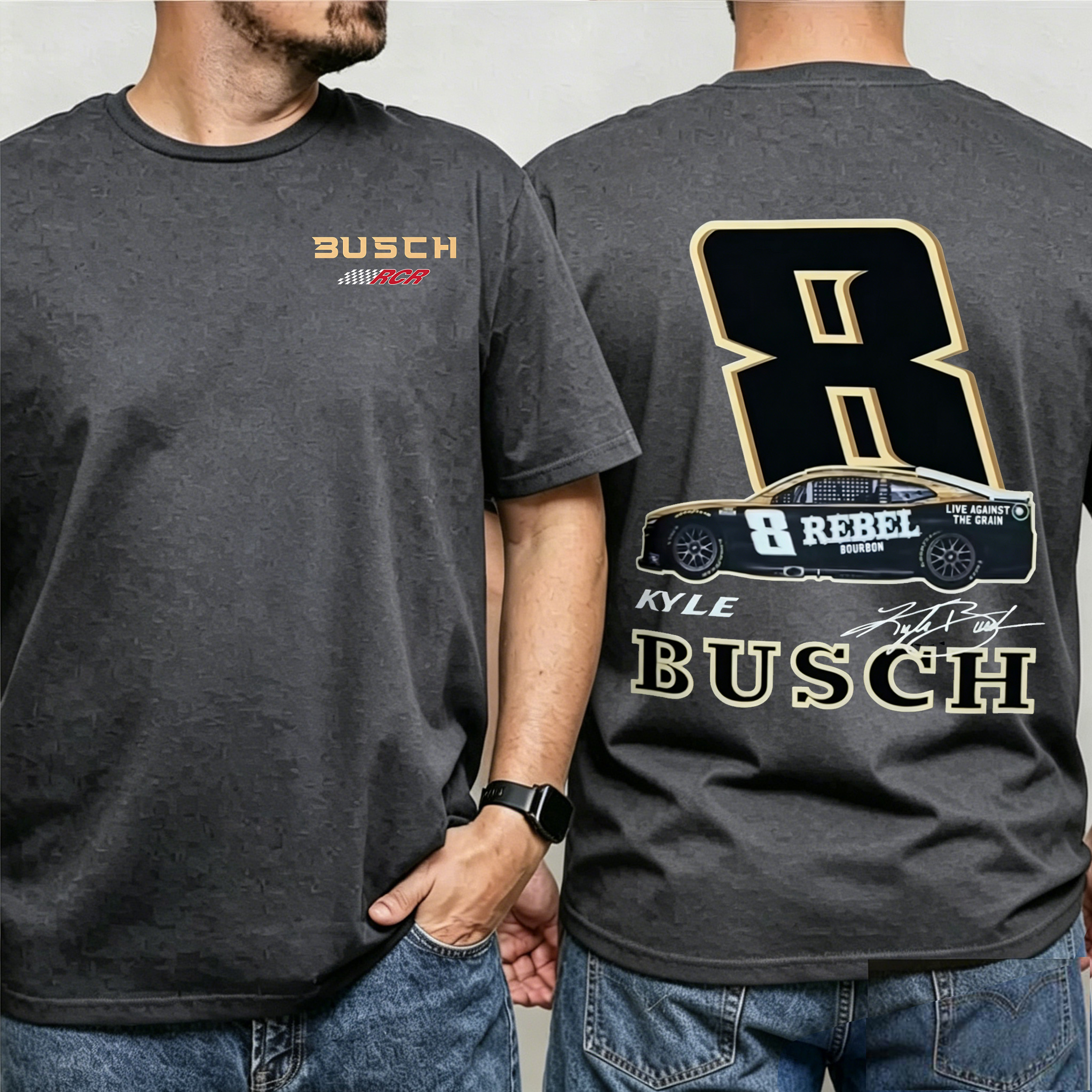2 Sided Kyle Busch Rebel 8 1985-2026 Memorial Comfor Colors Unisex Shirts/Crewneck/Hoodie
