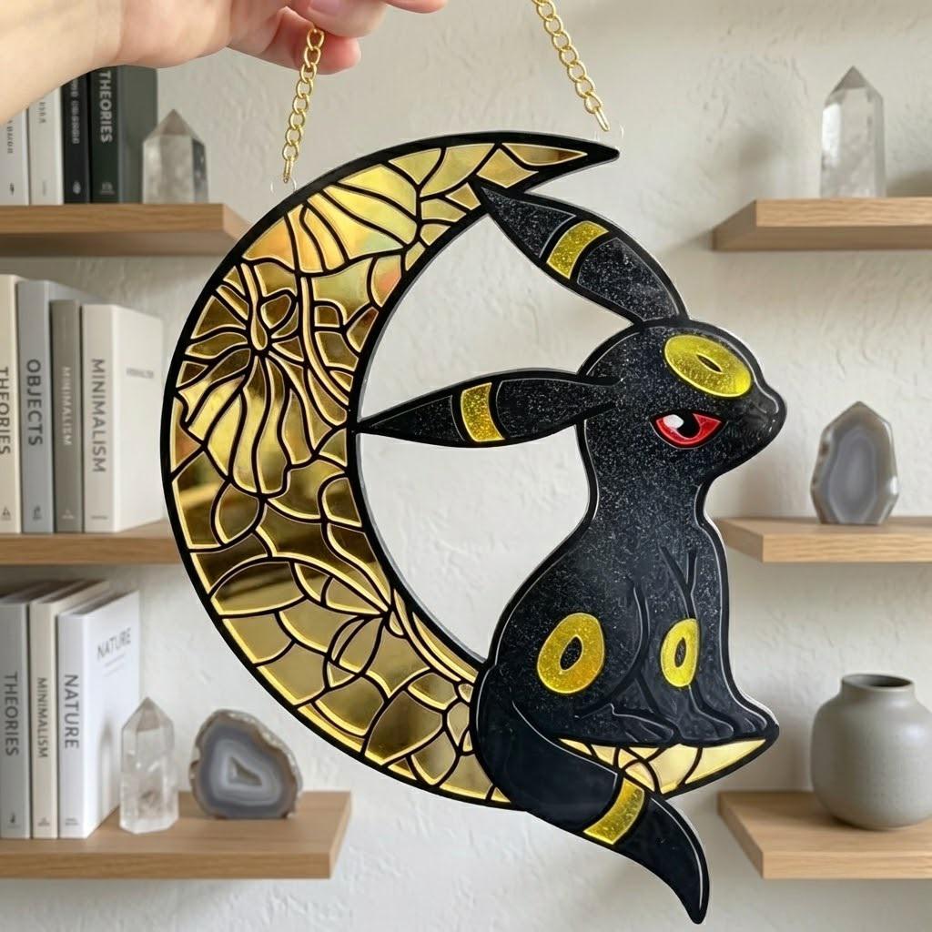 Umbreon Pokemon Umbreon Pokemon Faux Stained Glass Suncatcher