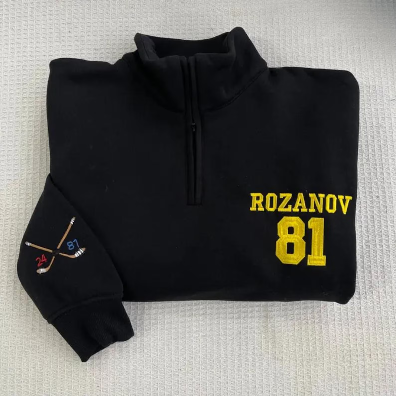 Team Hollanov Embroidered Premium Quarter-Zip Sweater