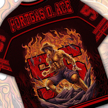 One Piece Portgas D Ace Oversized Jersey