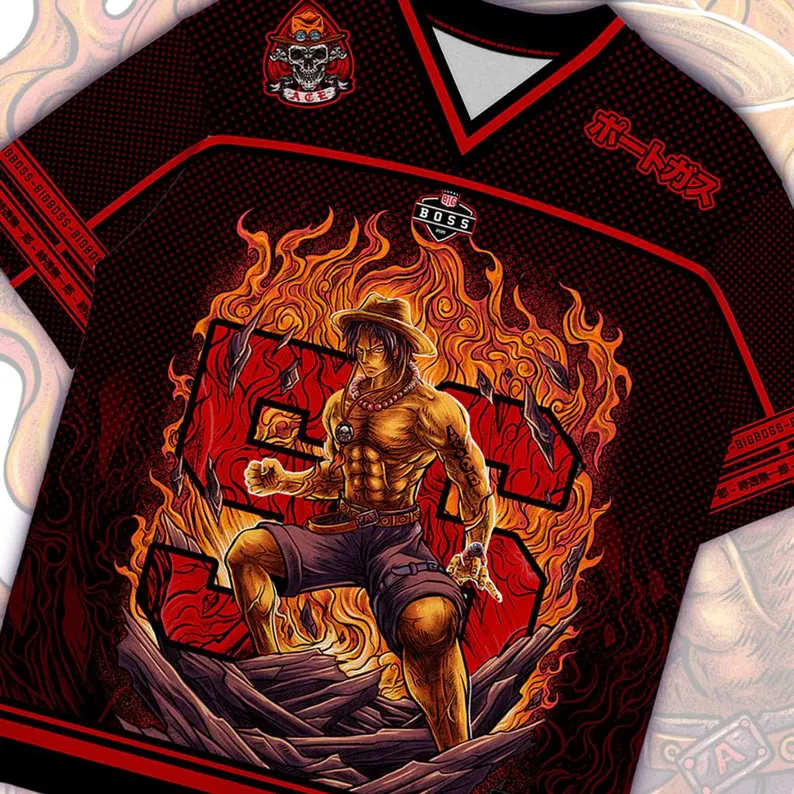 One Piece Portgas D Ace Oversized Jersey