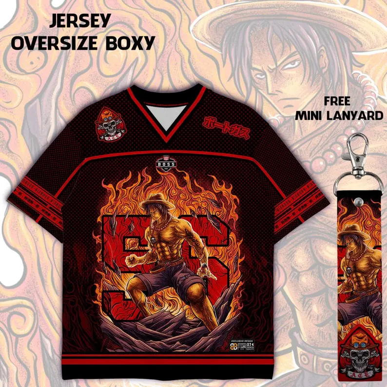 One Piece Portgas D Ace Oversized Jersey