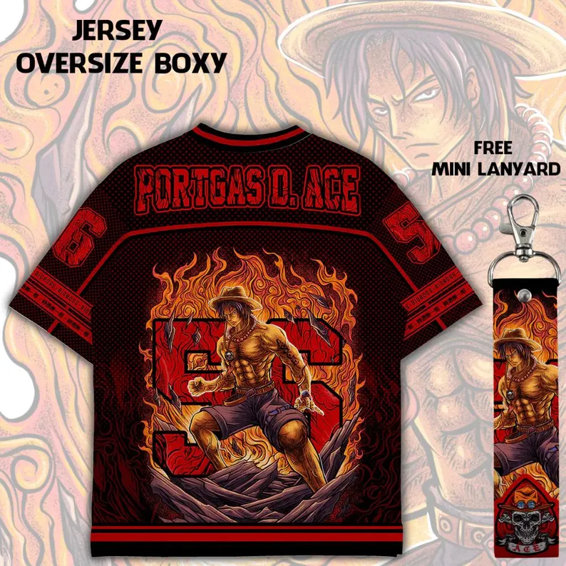 One Piece Portgas D Ace Oversized Jersey