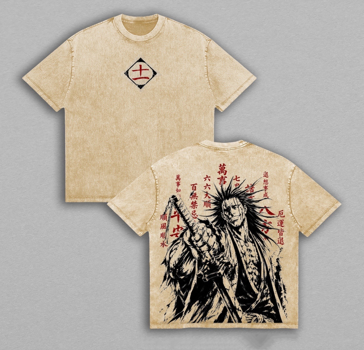 Kenpachi Zaraki Bleach Anime Unisex Washed T-Shirt