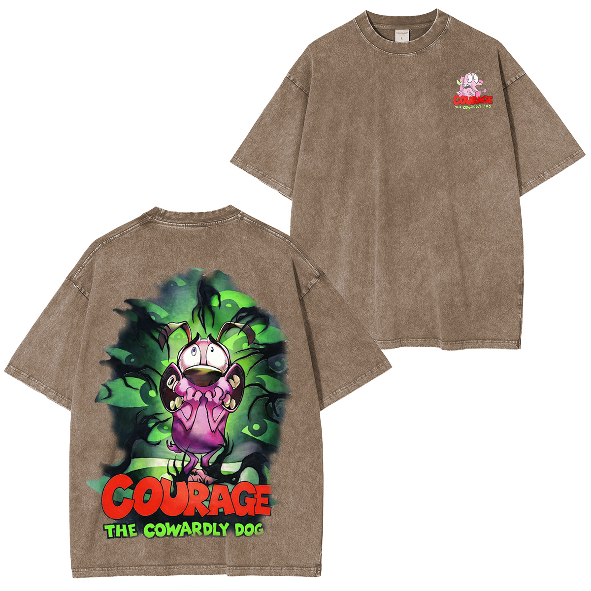 Courage may be scared, but his heart’s always in the right place."Couragethecowardlydog Oversized Washing Tee