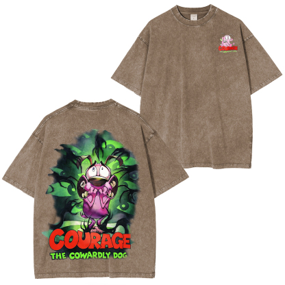 Courage may be scared, but his heart’s always in the right place."Couragethecowardlydog Oversized Washing Tee