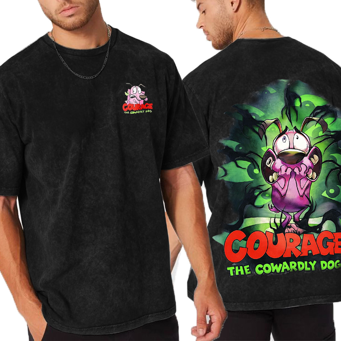 Courage may be scared, but his heart’s always in the right place."Couragethecowardlydog Oversized Washing Tee