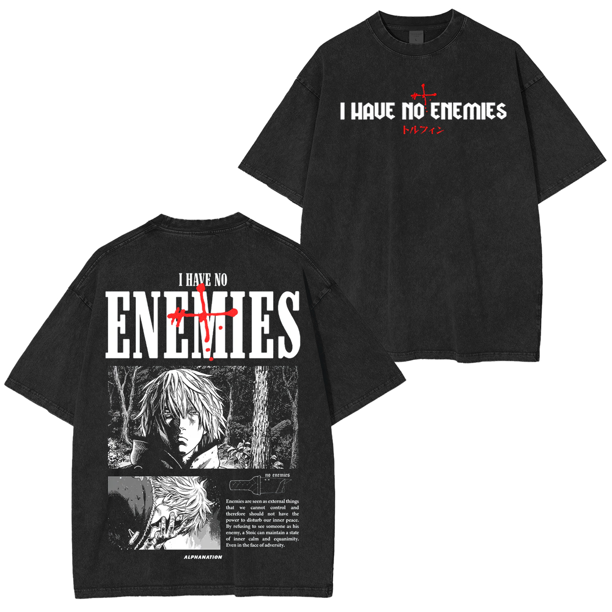 I HAVE NO ENEMIES,Vinland Saga Amine Unisex Washed T-Shirt