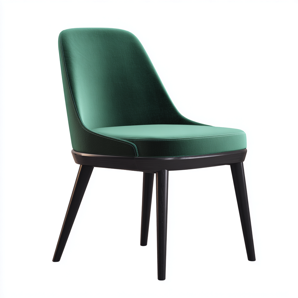 Silla de comedor tapizada en terciopelo con patas de madera 48x45x85 cm - verde - negro - apto para comedor - diseño moderno-Miviahanest