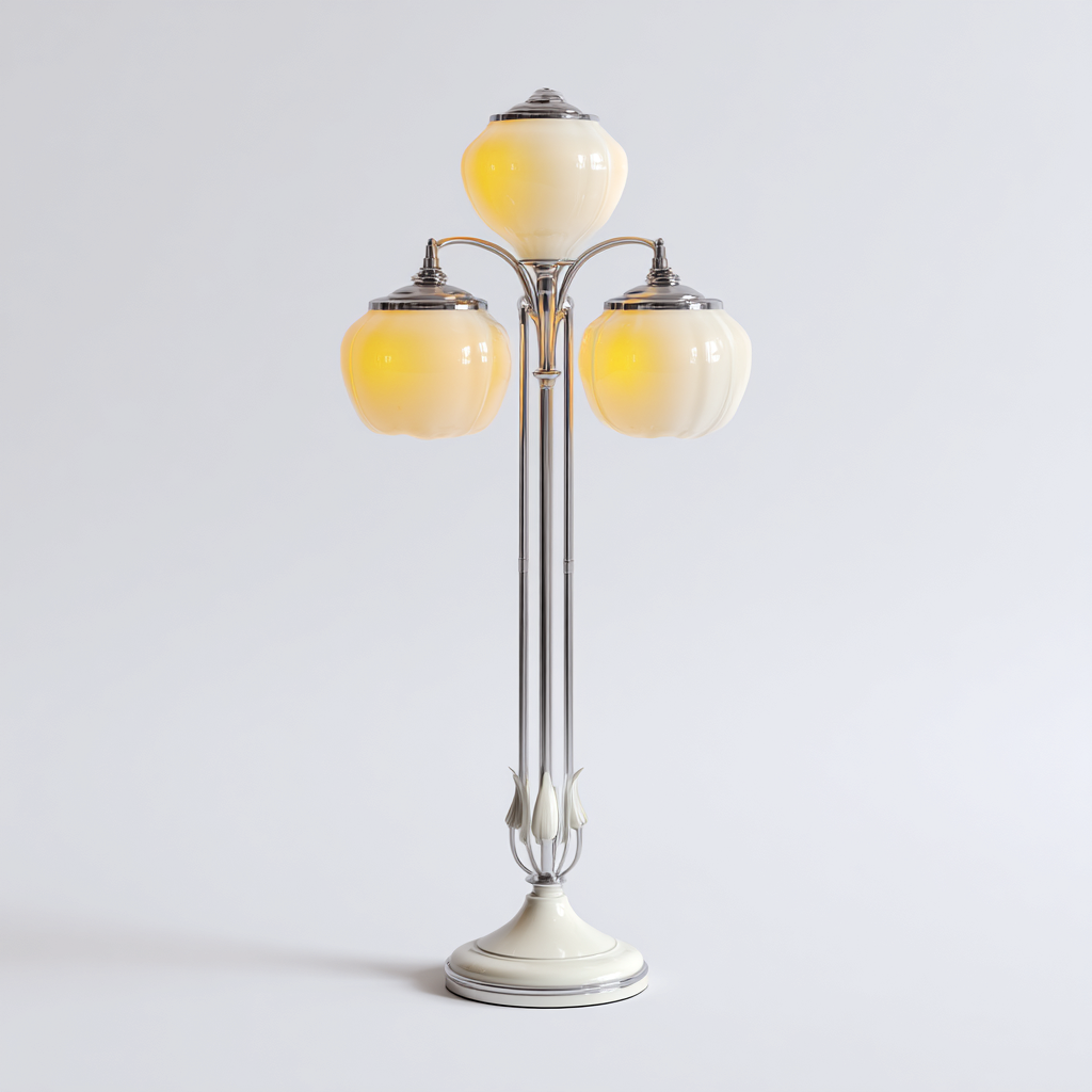 Lámpara de pie metal y vidrio 45x45x165 cm - crema - para salón - dormitorio - diseño clásico-Miviahanest