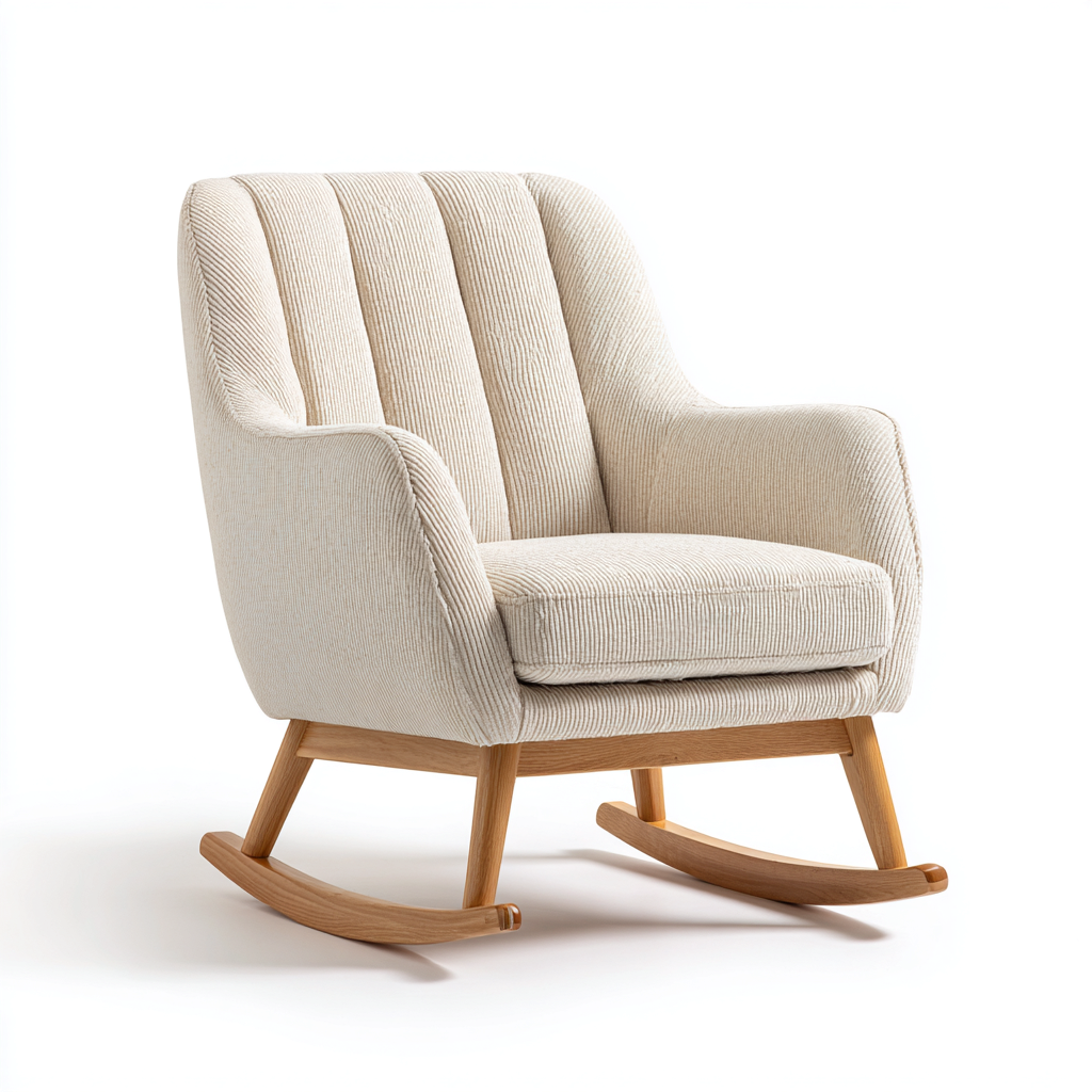 Mecedora tapizada en tela 100x78x95 cm - beige - apta para salón - diseño moderno-Miviahanest