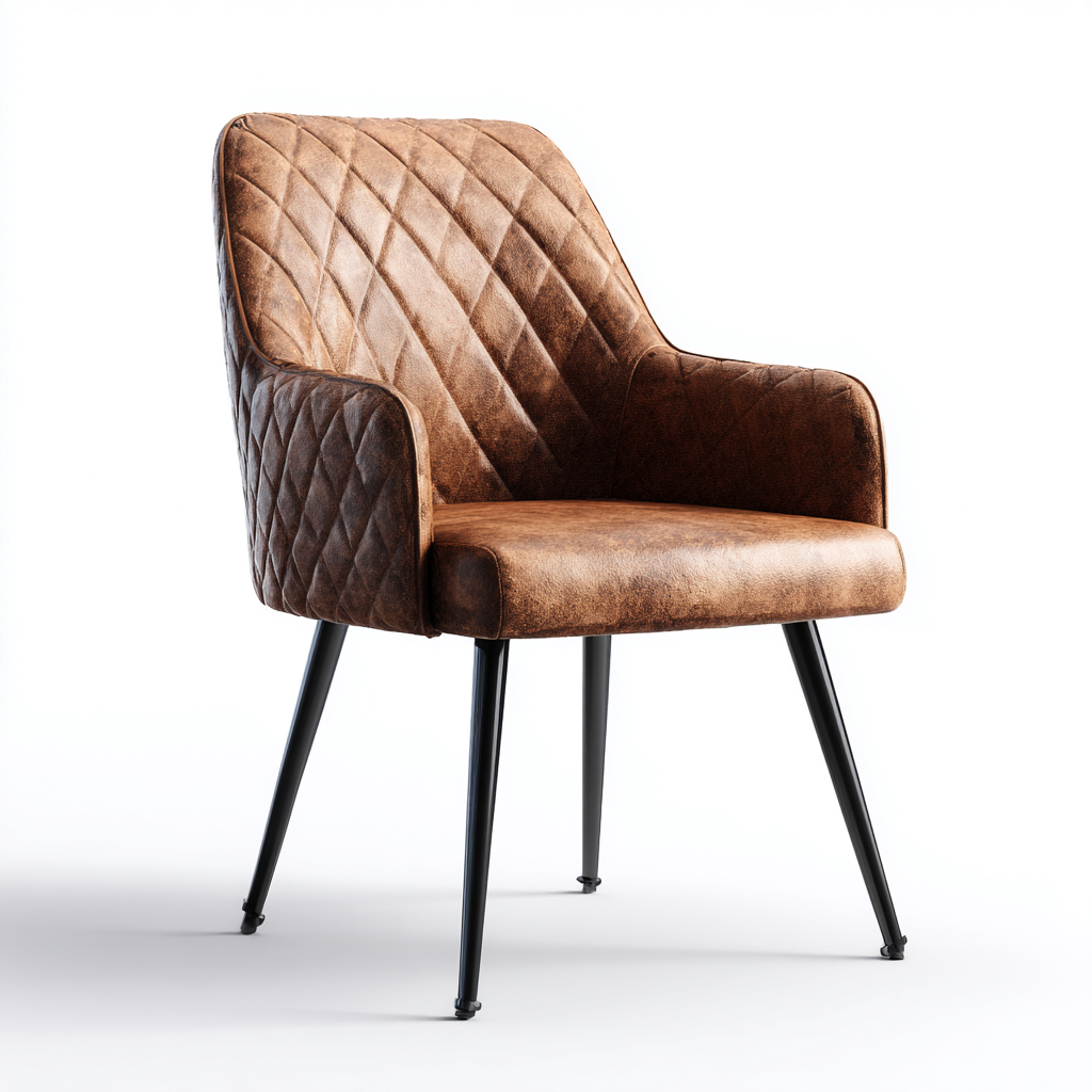 Silla de comedor tapizada en piel sintética 58x54x82 cm - marrón - negro - diseño moderno para comedor-Miviahanest