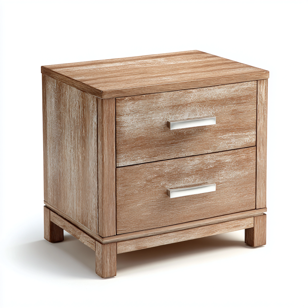Mesita de noche madera 47x36x54 cm - marrón claro - estilo rústico apto para dormitorio-Miviahanest