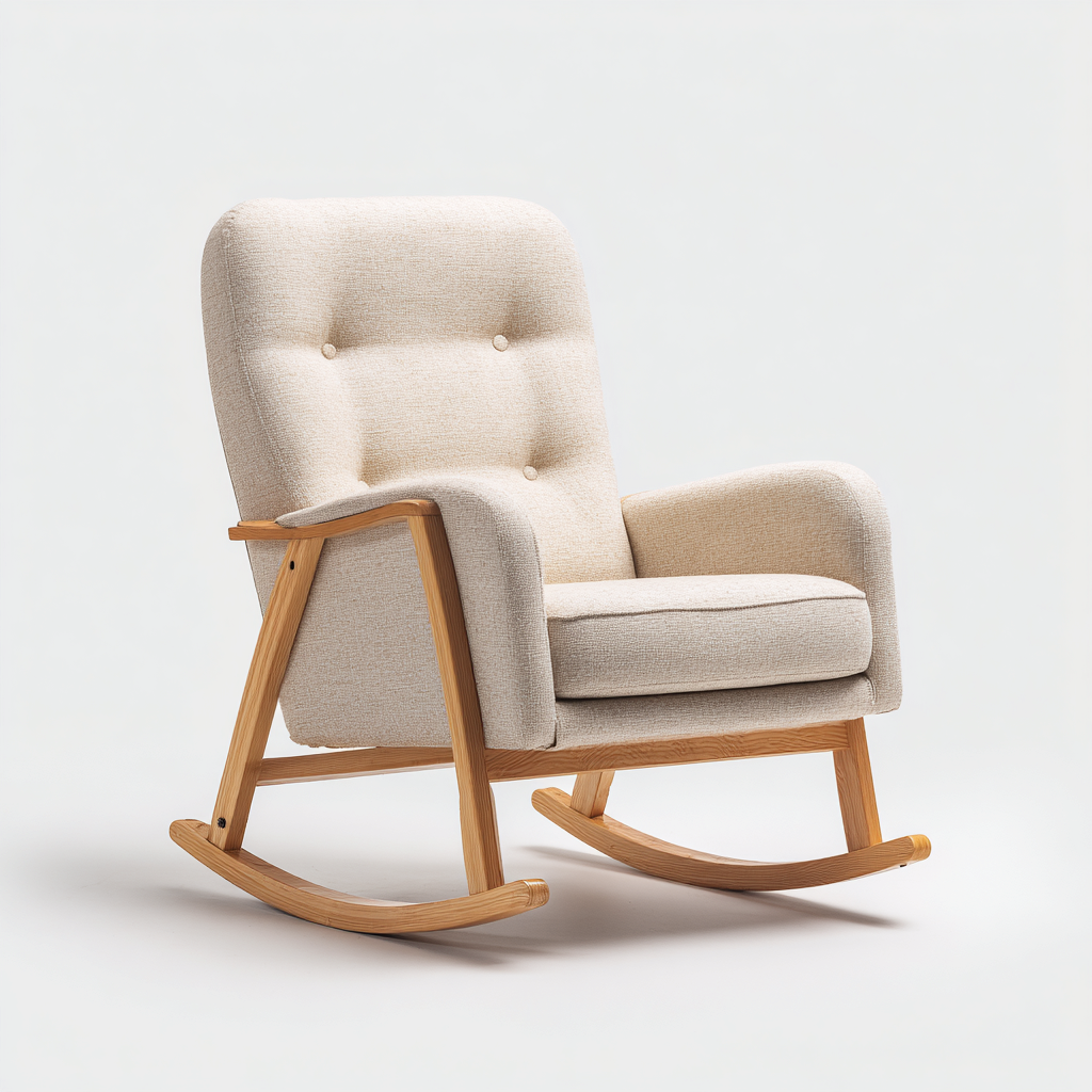 Mecedora tapizada en tela 100x78x95 cm - beige - apta para salón - diseño moderno-Miviahanest