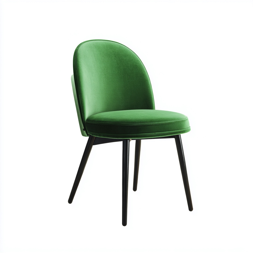 Silla de comedor tapizada en terciopelo con patas metálicas 48x45x82 cm - verde - negro - apto para comedor - diseño moderno-Miviahanest