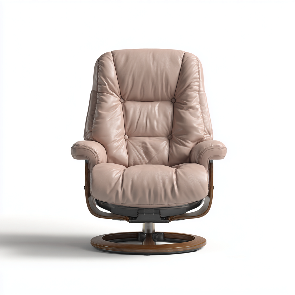 Sillón reclinable de cuero auténtico 98x92x102 cm beige rosado diseño moderno para sala de estar-Miviahanest